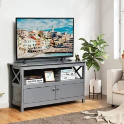 Kommode TV-Kommode für Fernseher 112 x 40 x 61 cm Grau