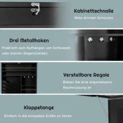 Kompakter klappbarer wandmontierter Tisch mit großem Stauraum Multifunktions Computertisch Schwarz