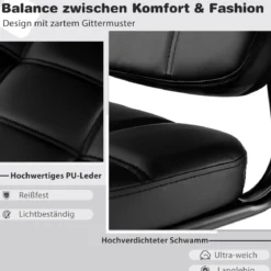Konferenzstühle 2er Set gepolsterte Besucherstühle mit Armlehnen und Metallrahmen 58 x 57 x 82 cm Schwarz