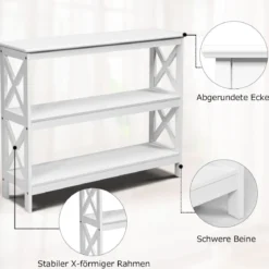 Konsolentisch Beistelltisch Industrie Design mit Ablage Flurtisch 100 x 33 x 80 cm Weiß