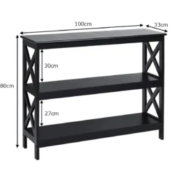 Konsolentisch Beistelltisch Industrie Design mit Ablage Flurtisch 100 x 33 x 80 cm Schwarz