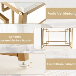 Konsolentisch mit Marmor & Geometrischem Metallrahmen Eingangstisch Schmal Golden