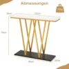 Konsolentisch mit Marmor Optik & Metallrahmen Flurtisch Schmaler Beistelltisch Eingangtisch