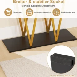 Konsolentisch mit Marmor Optik & Metallrahmen Flurtisch Schmaler Beistelltisch Eingangtisch