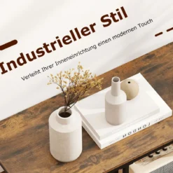 Konsolentisch mit Stauraum Industrieller Beistelltisch mit Vliesstoffschublade & Regale Braun