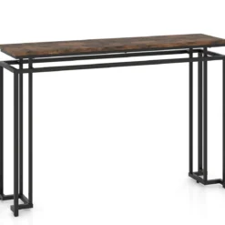 Konsolentisch Schmal Flurtisch mit Geometrischem Metallrahmen 120 x 30 x 80,5 cm Braun