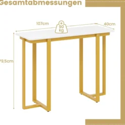 Konsolentisch schmal moderner Eingangstisch mit Marmor-Optik 107 x 40 x 79,5 cm Golden/Schwarz
