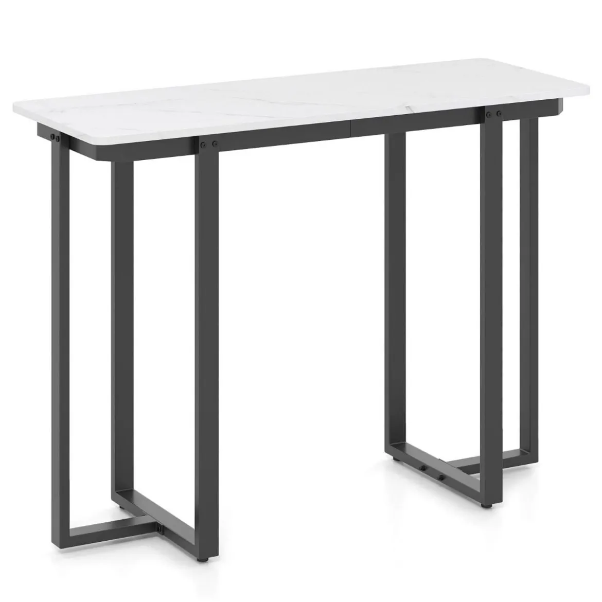 Konsolentisch schmal moderner Eingangstisch mit Marmor-Optik 107 x 40 x 79,5 cm Golden/Schwarz