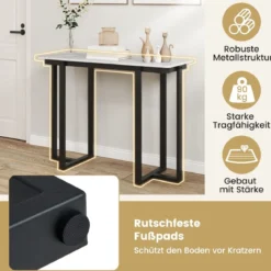 Konsolentisch schmal moderner Eingangstisch mit Marmor-Optik 107 x 40 x 79,5 cm Golden/Schwarz