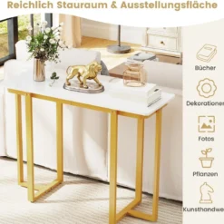 Konsolentisch schmal moderner Eingangstisch mit Marmor-Optik 107 x 40 x 79,5 cm Golden/Schwarz