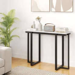 Konsolentisch schmal moderner Eingangstisch mit Marmor-Optik 107 x 40 x 79,5 cm Golden/Schwarz