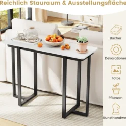 Konsolentisch schmal moderner Eingangstisch mit Marmor-Optik 107 x 40 x 79,5 cm Golden/Schwarz