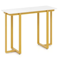 Konsolentisch schmal moderner Eingangstisch mit Marmor-Optik 107 x 40 x 79,5 cm Golden/Schwarz