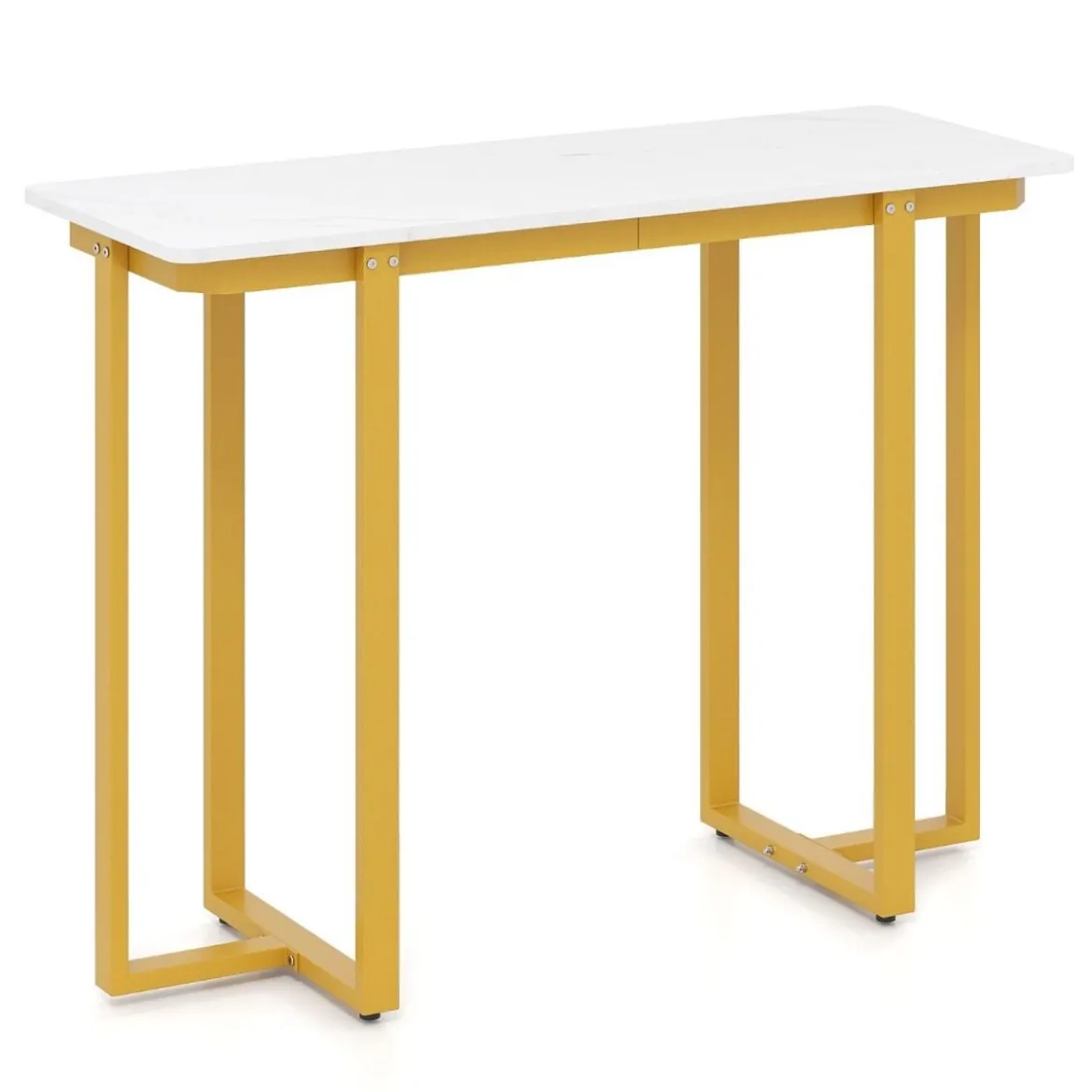 Konsolentisch schmal moderner Eingangstisch mit Marmor-Optik 107 x 40 x 79,5 cm Golden/Schwarz