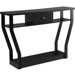 Konsolentisch schwarz Flurtisch mit Schublade und Regal 120 x 30 x 81 cm Schwarz