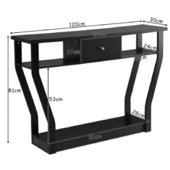 Konsolentisch schwarz Flurtisch mit Schublade und Regal 120 x 30 x 81 cm Schwarz