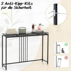 Konsolentisch Sofatisch aus Kunstmarmor 120 x 30 x 90 cm Schwarz