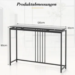 Konsolentisch Sofatisch aus Kunstmarmor 120 x 30 x 90 cm Schwarz