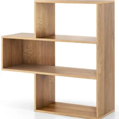 Konvexes Bücherregal mit Kippschutz 3 Ebenen Standregal Raumteiler 29,5 x 84 x 83,5 cm Natur