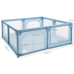 Krabbelgitter 150 x 190 cm Baby Laufstall mit 2 Türen Blau
