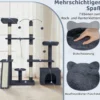 Kratzbaum mit Drehbares Design Katzenbaum mit Katzenhöhle & Rampe Kletterbaum Dunkelgrau