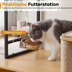 Kratzbaum mit Katzenklo-Schrank 117,5 cm Mehrstöckiger Katzenbaum Katzenkratzbaum Natur