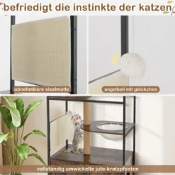 Kratzbaum mit Katzenklo Schrank Katzenschrank für Katzentoilette Katzenbaum mit Katzenhaus Braun