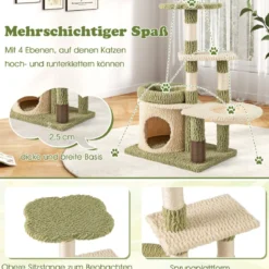 Kratzbaum mit Plattformen & Katzenhöhle & Hängematte & Fellpflege Katzenbaum Kletterbaum