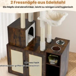 Kratzbaum mit Verstecker Katzenklo & 2 Hängematten & Aussichtsplattform Katzenbaum Braun