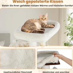 Kratzbaum mit Verstecker Katzenklo & 2 Hängematten & Aussichtsplattform Katzenbaum Braun