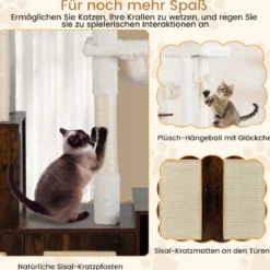 Kratzbaum mit Verstecker Katzenklo & 2 Hängematten & Aussichtsplattform Katzenbaum Braun