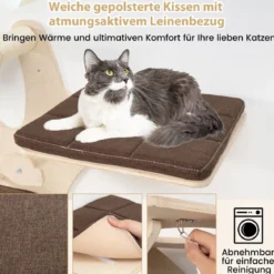Kratzbaum Wand Katzenwand mit Plattformen Hängematte Kratzpfosten Braun