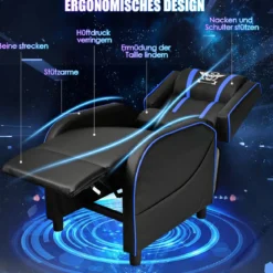 Kunstledersessel Gaming-Ruhesessel verstellbarer Wohnzimmersessel Blau