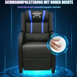 Kunstledersessel Gaming-Ruhesessel verstellbarer Wohnzimmersessel Blau