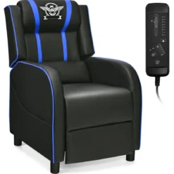 Kunstledersessel Gaming-Ruhesessel verstellbarer Wohnzimmersessel Blau