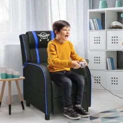 Kunstledersessel Gaming-Ruhesessel verstellbarer Wohnzimmersessel Blau