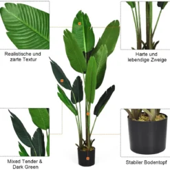 Kunstpflanze Künstliche Grünpflanze 160 cm Tropische Palme Künstliche Monstera Schlangenpflanze