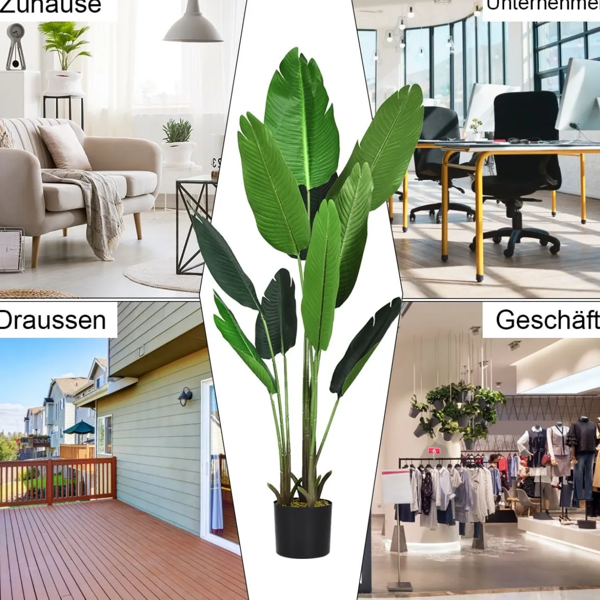 Kunstpflanze Künstliche Grünpflanze 160 cm Tropische Palme Künstliche Monstera Schlangenpflanze