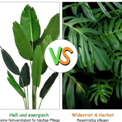 Kunstpflanze Künstliche Grünpflanze 160 cm Tropische Palme Künstliche Monstera Schlangenpflanze