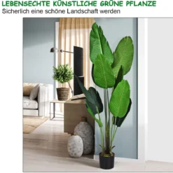 Kunstpflanze Künstliche Grünpflanze 160 cm Tropische Palme Künstliche Monstera Schlangenpflanze