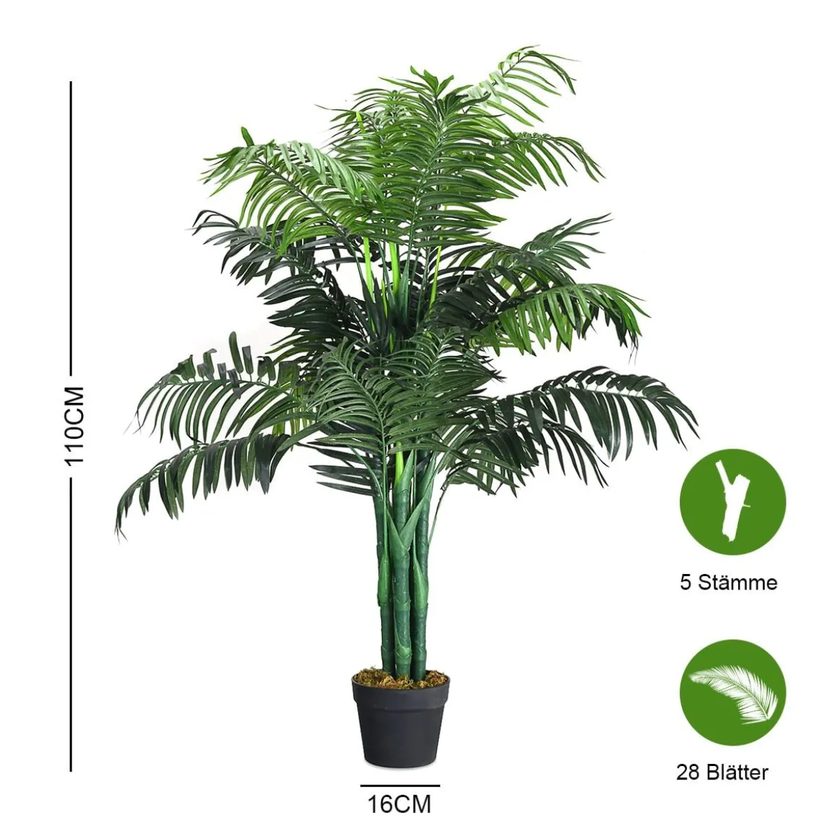 Kunstpflanze Verwendbare Künstliche Palme Kunstbaum 110 cm/150 cm