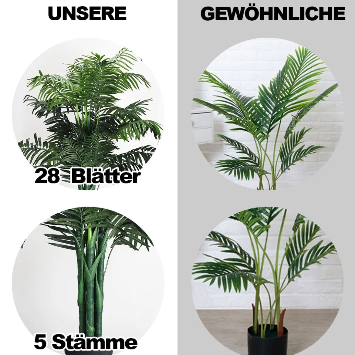 Kunstpflanze Verwendbare Künstliche Palme Kunstbaum 110 cm/150 cm