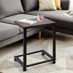 Laptoptisch Beistelltisch mit 4 Räder 50 x 40 x 64,5 cm Braun und Schwarz