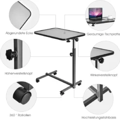 Laptoptisch Laptopständer Notebooktisch Ablagetisch Pflegetisch Beistelltisch Grau