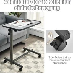 Laptoptisch Laptopständer Notebooktisch Ablagetisch Pflegetisch Beistelltisch Grau