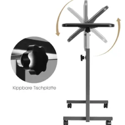 Laptoptisch Laptopständer Notebooktisch Ablagetisch Pflegetisch Beistelltisch Grau