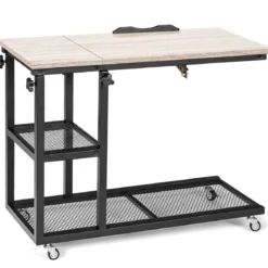 Laptoptisch mit Lagerung Beistelltisch mit Höhen- & Neigungsverstellbar 80 x 40 x 95 cm Natur