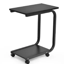 Laptoptisch Notebooktisch Pflegetisch mit Rollen Schwarz 50 x 30 x 59 cm Eisen