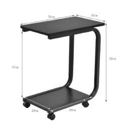 Laptoptisch Notebooktisch Pflegetisch mit Rollen Schwarz 50 x 30 x 59 cm Eisen