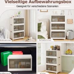 213L Aufbewahrungsboxen mit Deckel Stapelbare Aufbewahrungsbehälter mit Rollen & Türen